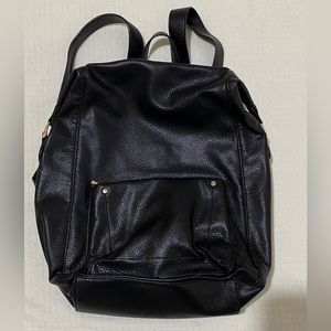 Faux Leather Black Backpack • Gold Hardware • Brand: A New Day • Large